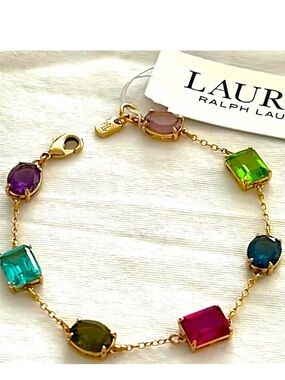 NWT Authentic Lauren Ralph Lauren
Gold-Tone Multicolor Stone Flex Bracelet